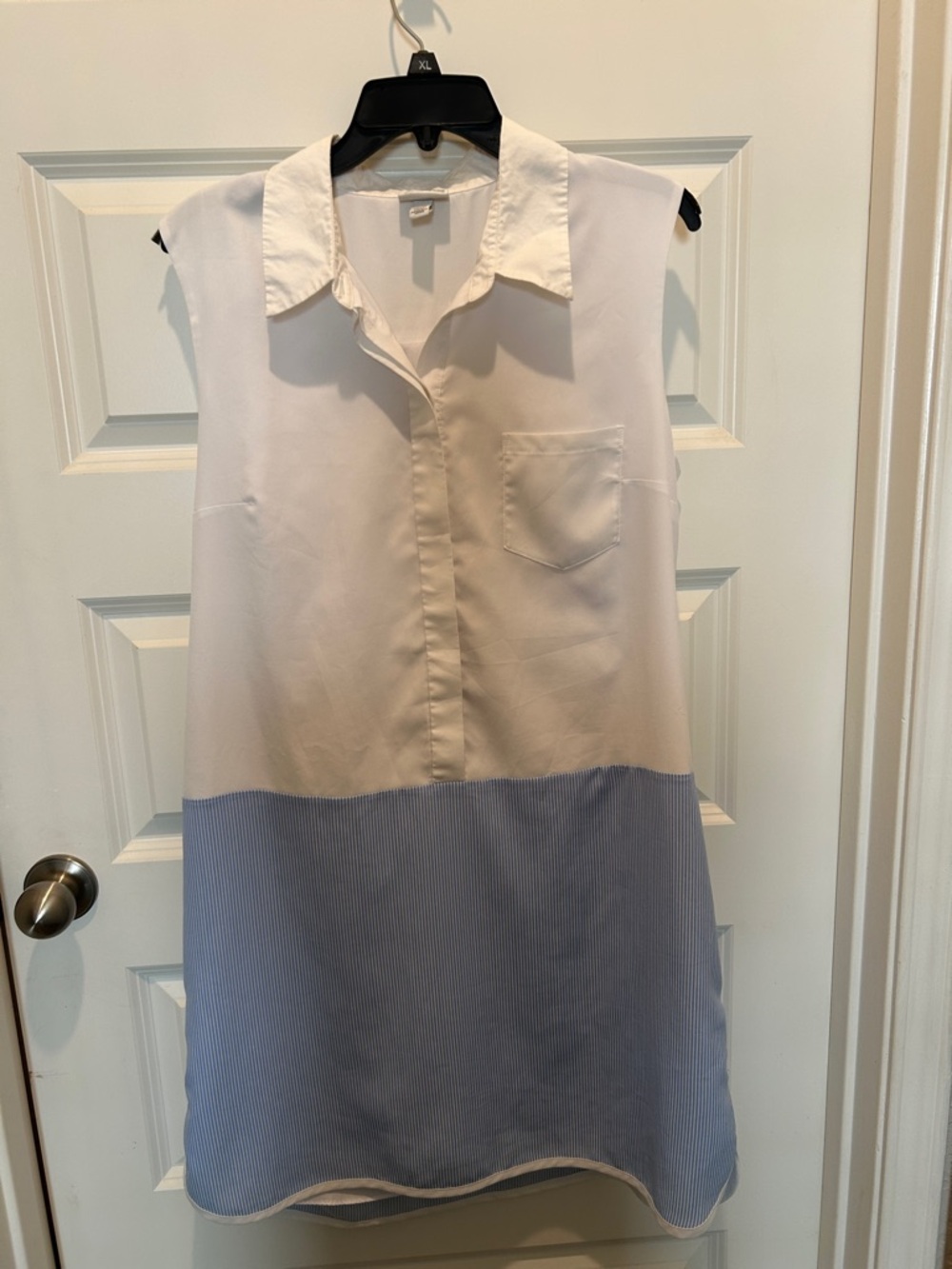 Altuzarra For Target White and Light Blue Two-Tone Sleeveless Shirt Midi Dress